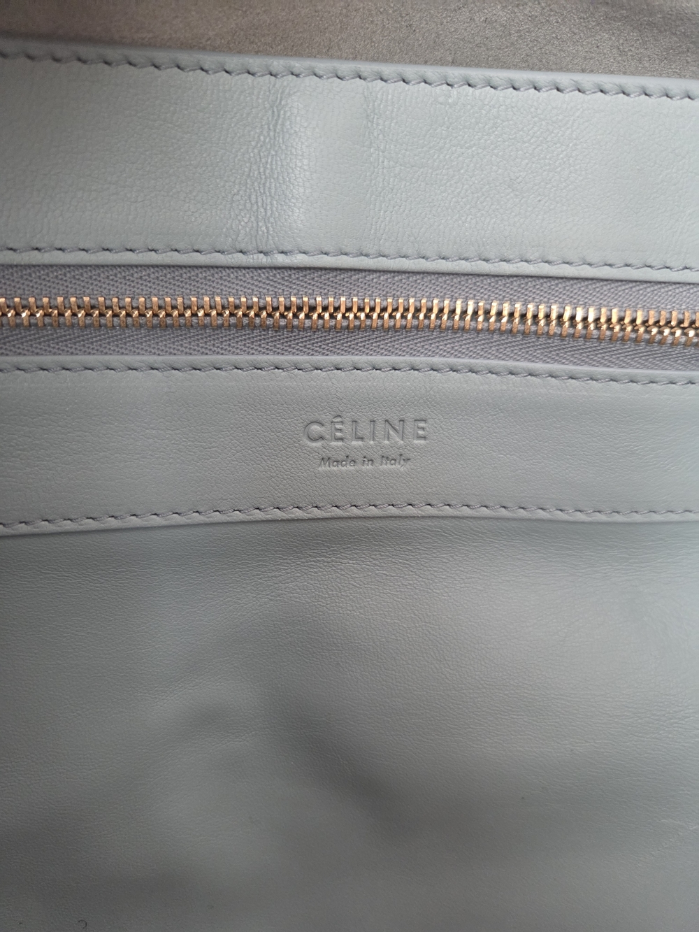 Celine Two-Tone Light Blue and Black Leather Tote - Picture 7 of 16